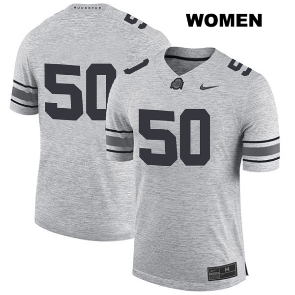 Ohio State Buckeyes Women's Nathan Brock #50 Gray Authentic Nike No Name College NCAA Stitched Football Jersey LS19W48QG